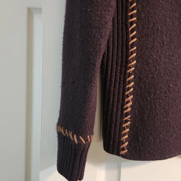 Vintage Herman Geist Women's Black Brown Wool Stitched Detail Sweater Size PM - Picture 3 of 7